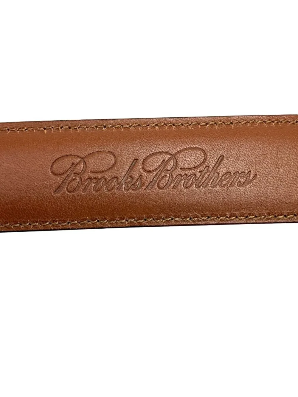 Brooks Brothers Brown Leather Belt With Silver Buckle Mens 38 Made In USA